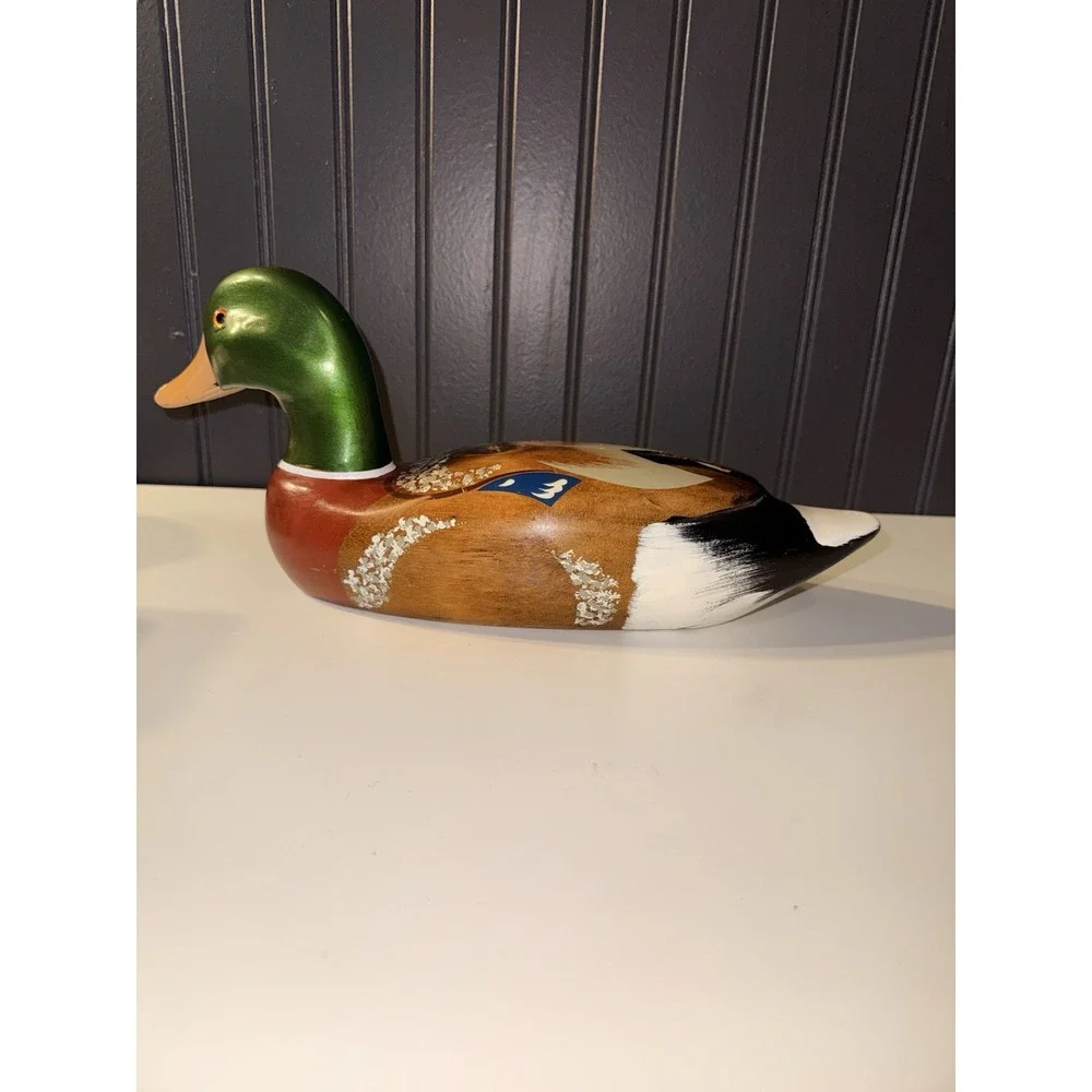 vintage hand-painted wooden mallard duck decoy